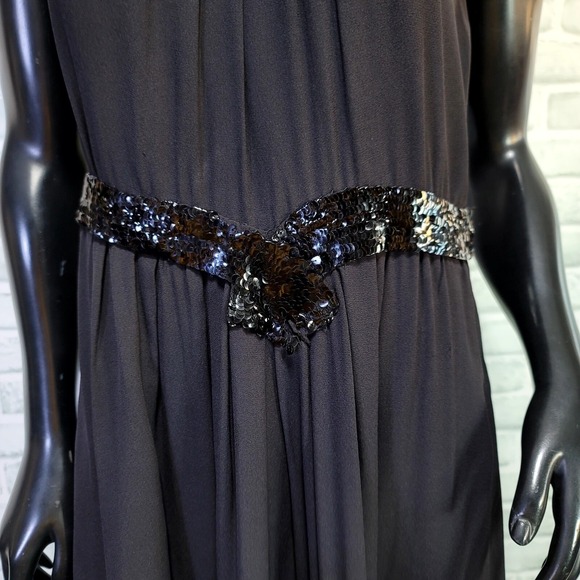 Vintage 40s Rosalinde Gilbert Model Black Cocktail Sheath Dress Sequins England - Picture 5 of 16